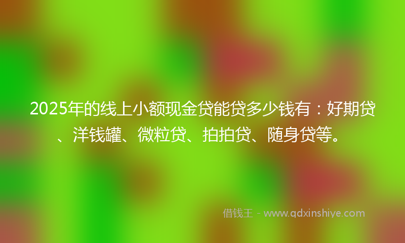 2025年的线上小额现金贷能贷多少钱有：好期贷、洋钱罐、微粒贷、拍拍贷、随身贷等。