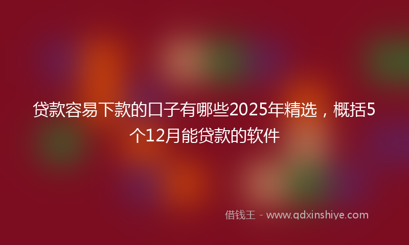 贷款容易下款的口子有哪些2025年精选，概括5个12月能贷款的软件