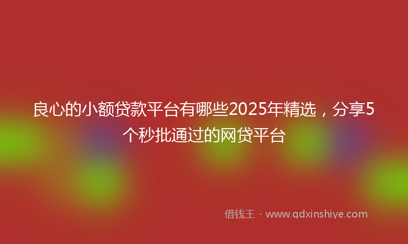 良心的小额贷款平台有哪些2025年精选，分享5个秒批通过的网贷平台