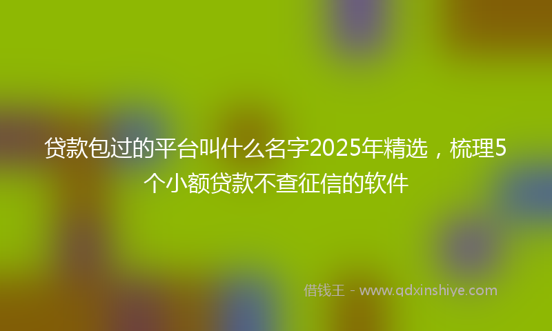 贷款包过的平台叫什么名字2025年精选，梳理5个小额贷款不查征信的软件