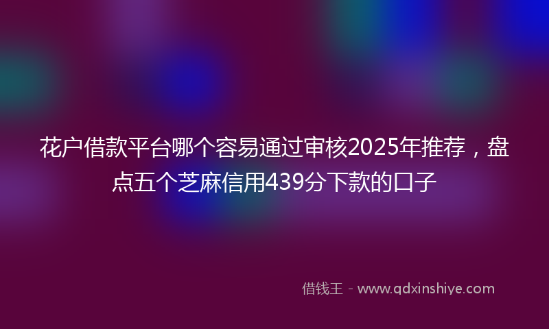 花户借款平台哪个容易通过审核2025年推荐，盘点五个芝麻信用439分下款的口子