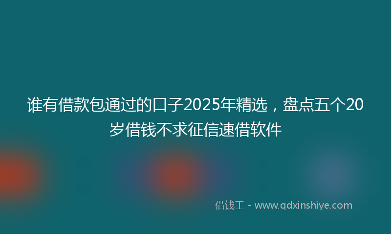 谁有借款包通过的口子2025年精选，盘点五个20岁借钱不求征信速借软件