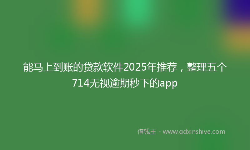 能马上到账的贷款软件2025年推荐，整理五个714无视逾期秒下的app