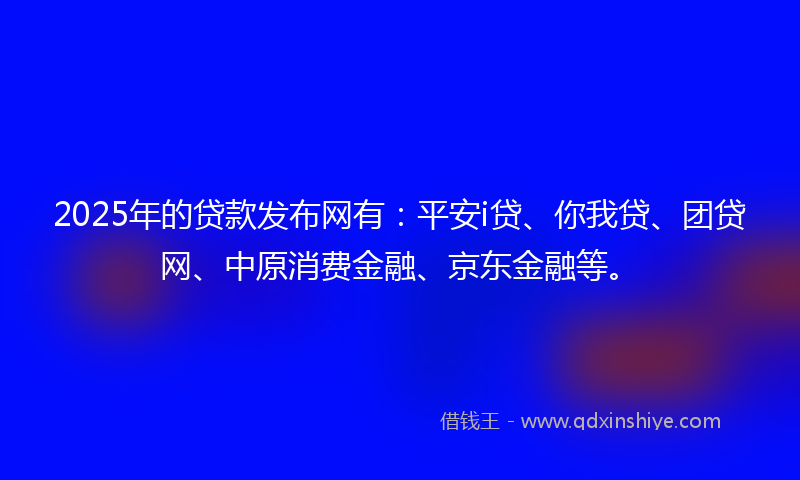 2025年的贷款发布网有：平安i贷、你我贷、团贷网、中原消费金融、京东金融等。