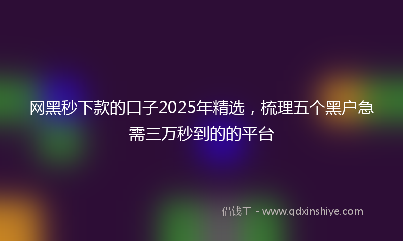 网黑秒下款的口子2025年精选，梳理五个黑户急需三万秒到的的平台