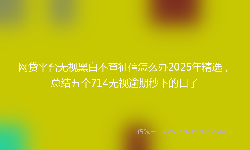 网贷平台无视黑白不查征信怎么办2025年精选，总结五个714无视逾期秒下的口子