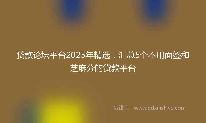 贷款论坛平台2025年精选，汇总5个不用面签和芝麻分的贷款平台