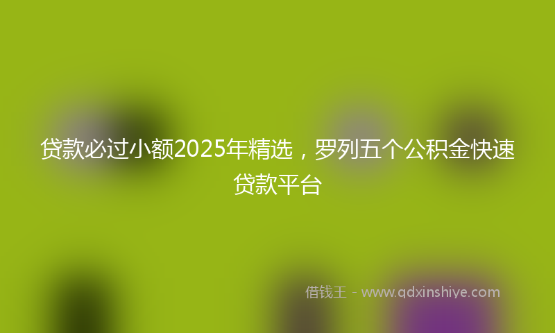 贷款必过小额2025年精选，罗列五个公积金快速贷款平台