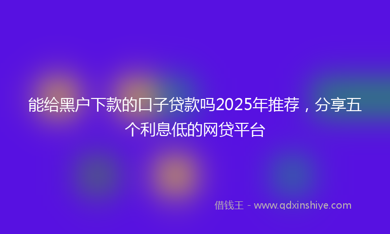 能给黑户下款的口子贷款吗2025年推荐，分享五个利息低的网贷平台
