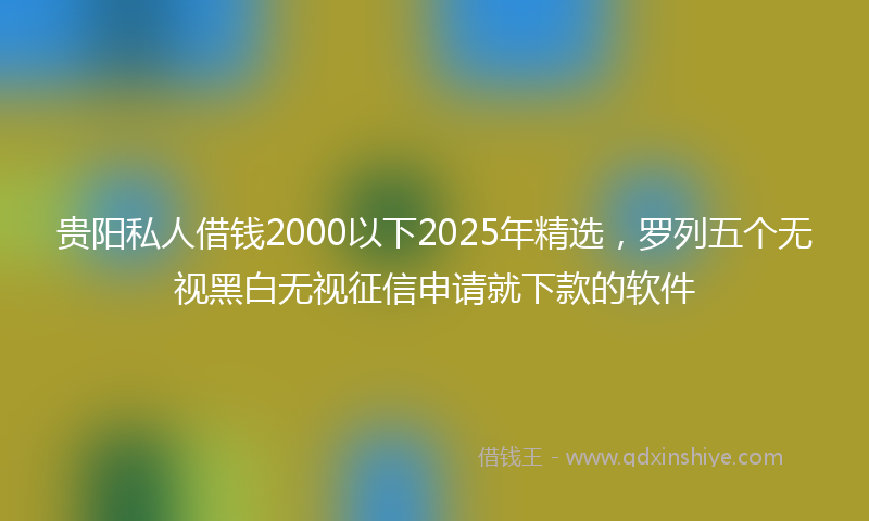 贵阳私人借钱2000以下2025年精选，罗列五个无视黑白无视征信申请就下款的软件