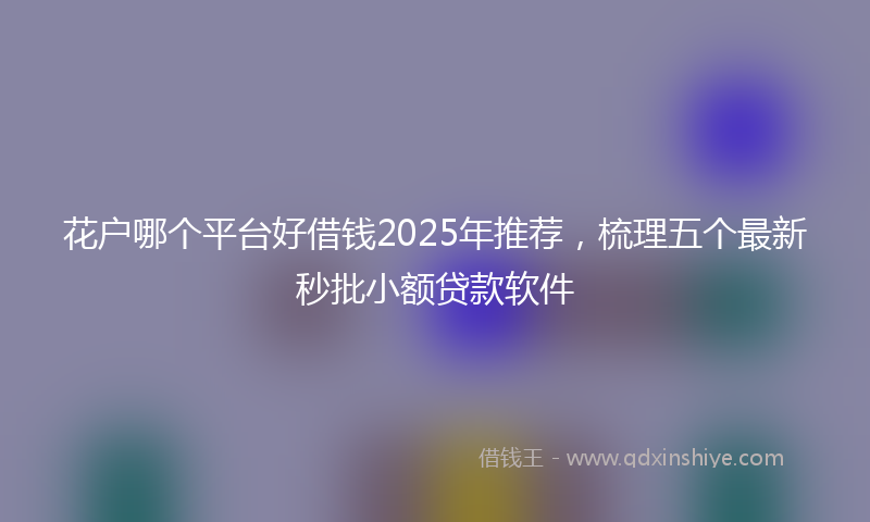 花户哪个平台好借钱2025年推荐，梳理五个最新秒批小额贷款软件