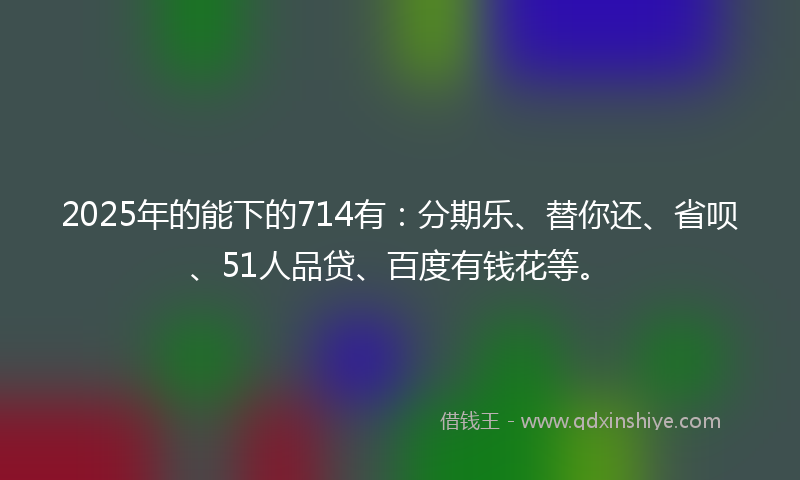 2025年的能下的714有：分期乐、替你还、省呗、51人品贷、百度有钱花等。