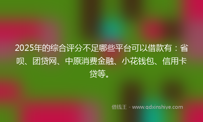 2025年的综合评分不足哪些平台可以借款有：省呗、团贷网、中原消费金融、小花钱包、信用卡贷等。
