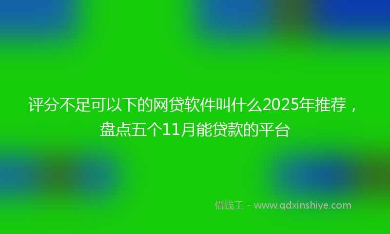 评分不足可以下的网贷软件叫什么2025年推荐，盘点五个11月能贷款的平台