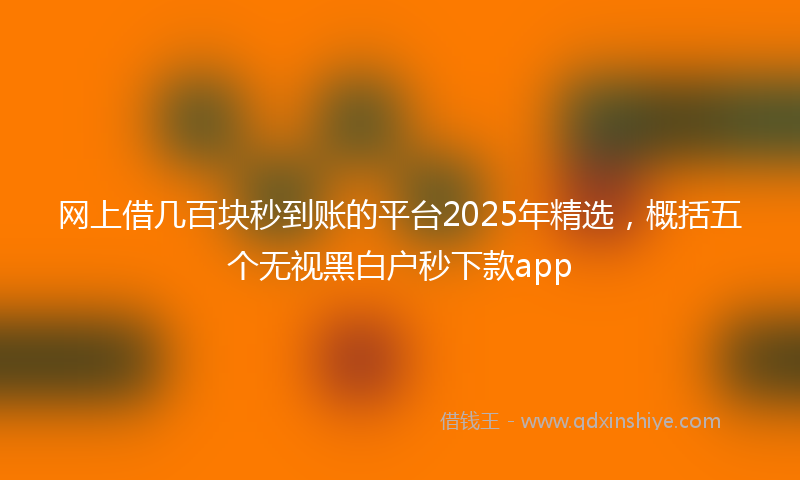 网上借几百块秒到账的平台2025年精选，概括五个无视黑白户秒下款app