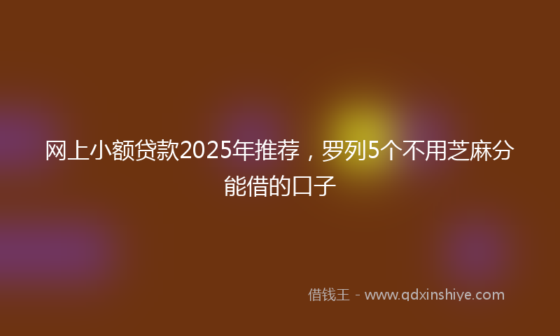 网上小额贷款2025年推荐，罗列5个不用芝麻分能借的口子