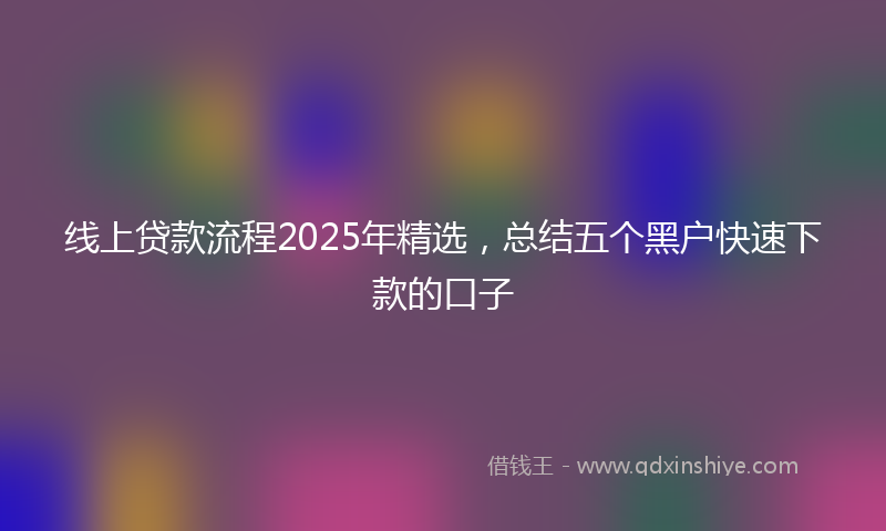线上贷款流程2025年精选，总结五个黑户快速下款的口子
