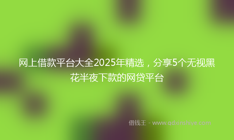 网上借款平台大全2025年精选，分享5个无视黑花半夜下款的网贷平台
