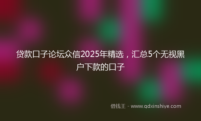 贷款口子论坛众信2025年精选，汇总5个无视黑户下款的口子