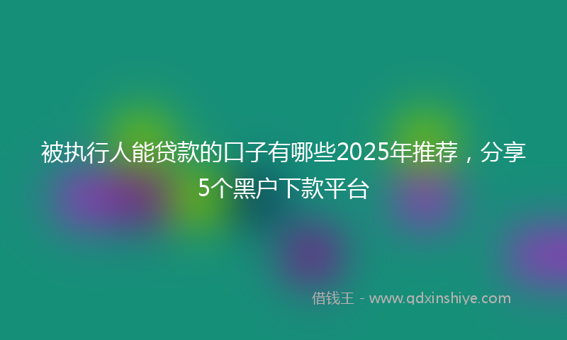 被执行人能贷款的口子有哪些2025年推荐，分享5个黑户下款平台