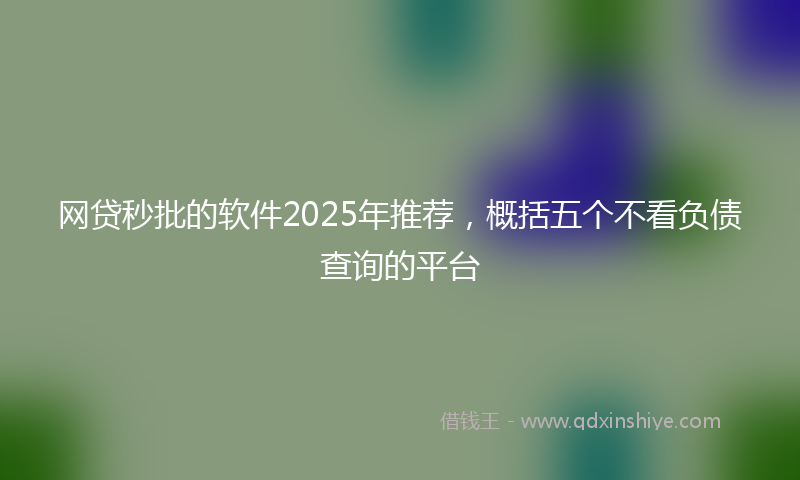 网贷秒批的软件2025年推荐，概括五个不看负债查询的平台