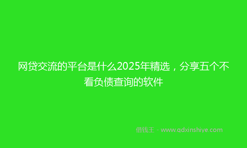 网贷交流的平台是什么2025年精选，分享五个不看负债查询的软件