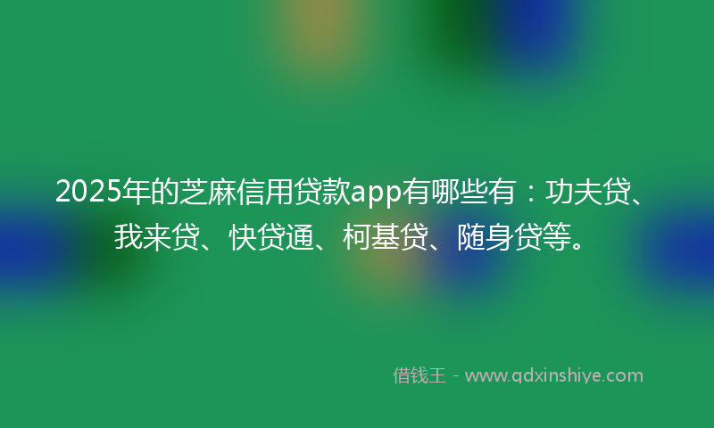 2025年的芝麻信用贷款app有哪些有：功夫贷、我来贷、快贷通、柯基贷、随身贷等。
