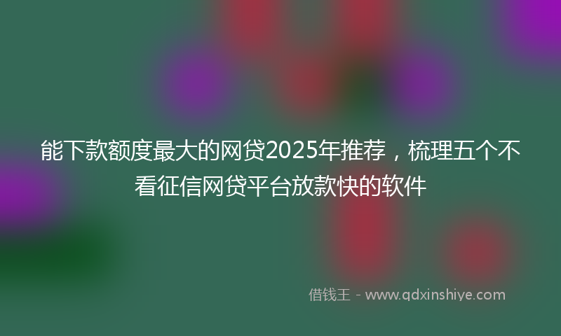 能下款额度最大的网贷2025年推荐，梳理五个不看征信网贷平台放款快的软件