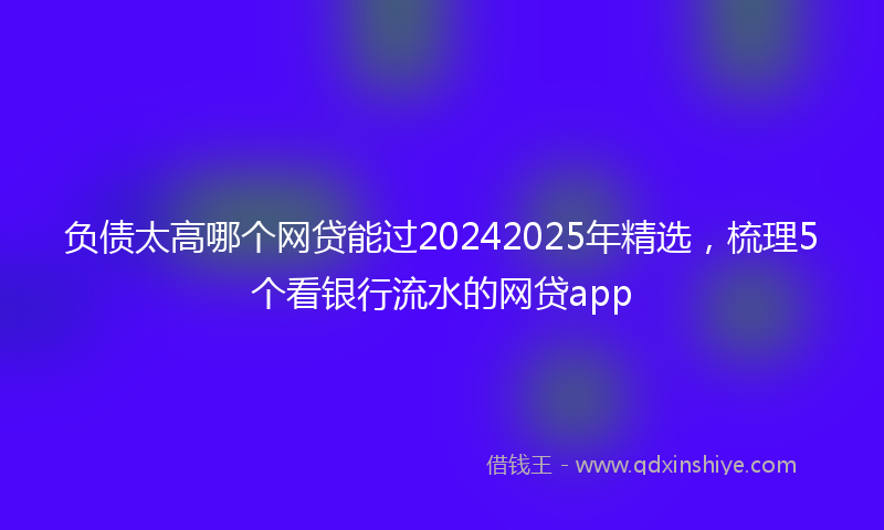 负债太高哪个网贷能过20242025年精选，梳理5个看银行流水的网贷app