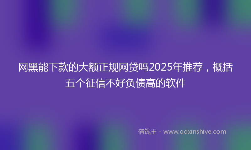 网黑能下款的大额正规网贷吗2025年推荐，概括五个征信不好负债高的软件