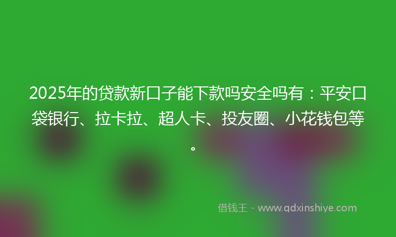 2025年的贷款新口子能下款吗安全吗有：平安口袋银行、拉卡拉、超人卡、投友圈、小花钱包等。