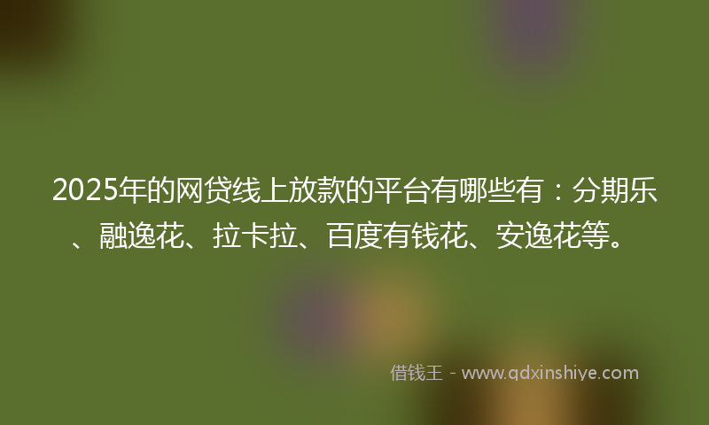 2025年的网贷线上放款的平台有哪些有：分期乐、融逸花、拉卡拉、百度有钱花、安逸花等。