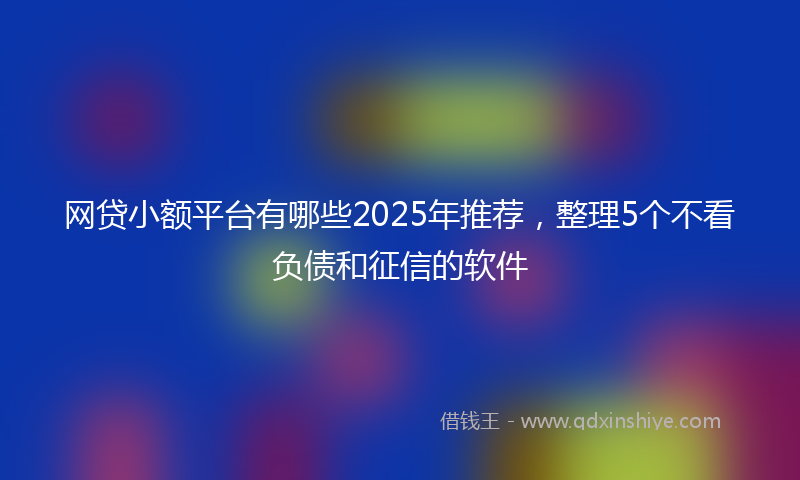 网贷小额平台有哪些2025年推荐，整理5个不看负债和征信的软件