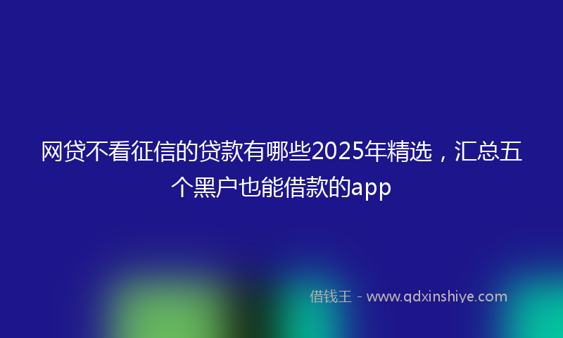 网贷不看征信的贷款有哪些2025年精选，汇总五个黑户也能借款的app