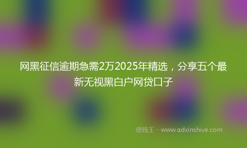 网黑征信逾期急需2万2025年精选，分享五个最新无视黑白户网贷口子