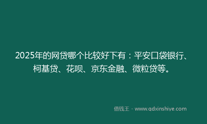 2025年的网贷哪个比较好下有：平安口袋银行、柯基贷、花呗、京东金融、微粒贷等。