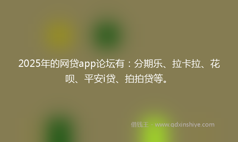 2025年的网贷app论坛有：分期乐、拉卡拉、花呗、平安i贷、拍拍贷等。