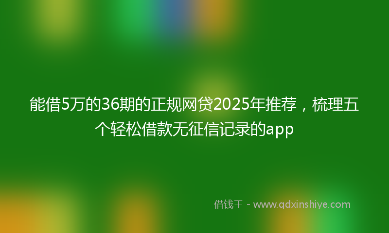 能借5万的36期的正规网贷2025年推荐，梳理五个轻松借款无征信记录的app