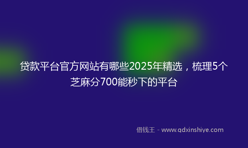 贷款平台官方网站有哪些2025年精选，梳理5个芝麻分700能秒下的平台