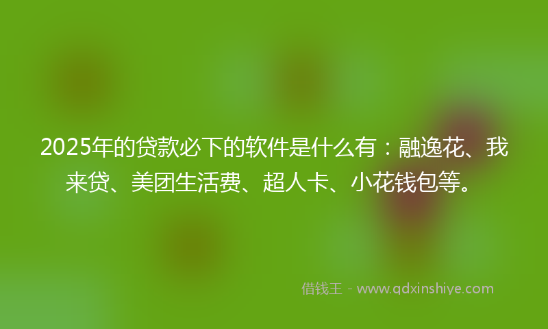 2025年的贷款必下的软件是什么有：融逸花、我来贷、美团生活费、超人卡、小花钱包等。