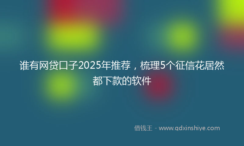 谁有网贷口子2025年推荐，梳理5个征信花居然都下款的软件