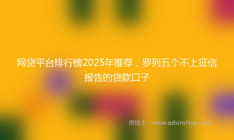 网贷平台排行榜2025年推荐，罗列五个不上征信报告的贷款口子