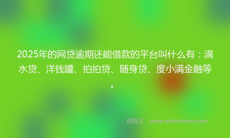 2025年的网贷逾期还能借款的平台叫什么有：滴水贷、洋钱罐、拍拍贷、随身贷、度小满金融等。