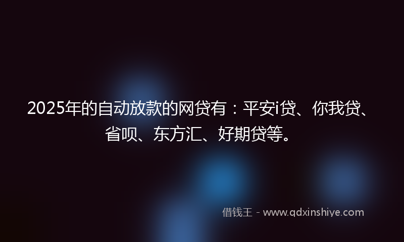 2025年的自动放款的网贷有：平安i贷、你我贷、省呗、东方汇、好期贷等。