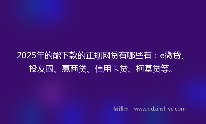 2025年的能下款的正规网贷有哪些有：e微贷、投友圈、惠商贷、信用卡贷、柯基贷等。