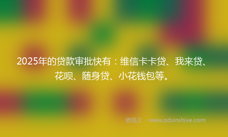 2025年的贷款审批快有：维信卡卡贷、我来贷、花呗、随身贷、小花钱包等。