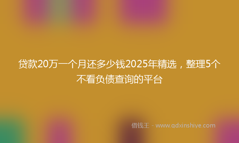 贷款20万一个月还多少钱2025年精选，整理5个不看负债查询的平台