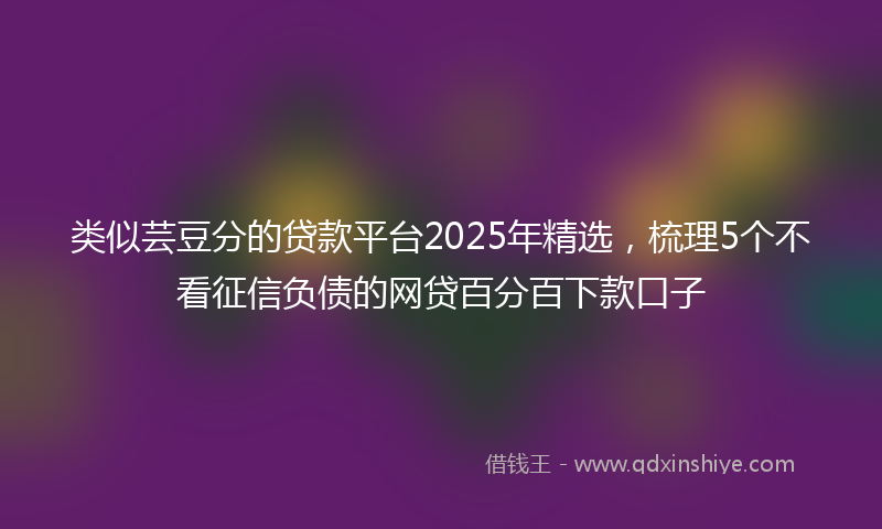 类似芸豆分的贷款平台2025年精选，梳理5个不看征信负债的网贷百分百下款口子