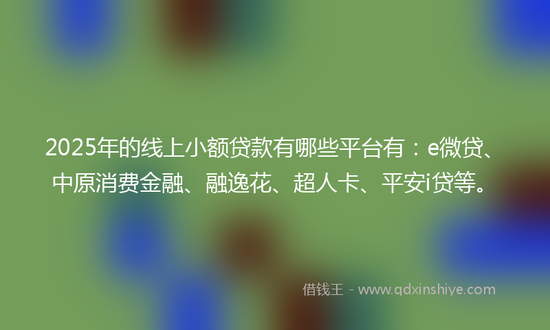 2025年的线上小额贷款有哪些平台有：e微贷、中原消费金融、融逸花、超人卡、平安i贷等。