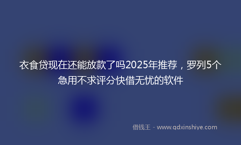衣食贷现在还能放款了吗2025年推荐，罗列5个急用不求评分快借无忧的软件